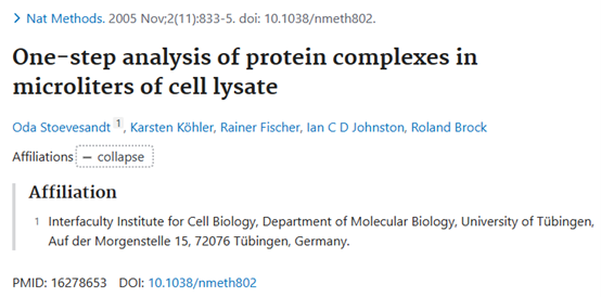 ONE-STEP ANALYSIS OF PROTEIN COMPLEXES IN MICROLITER CELL LYSATES BY FLUORESCENCE CORRELATION SPECTROSCOPY